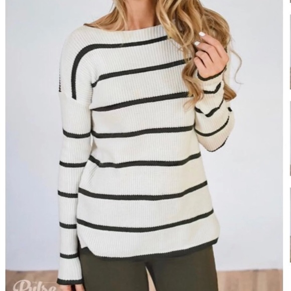 Olive Striped Sweater - Picture 1 of 3